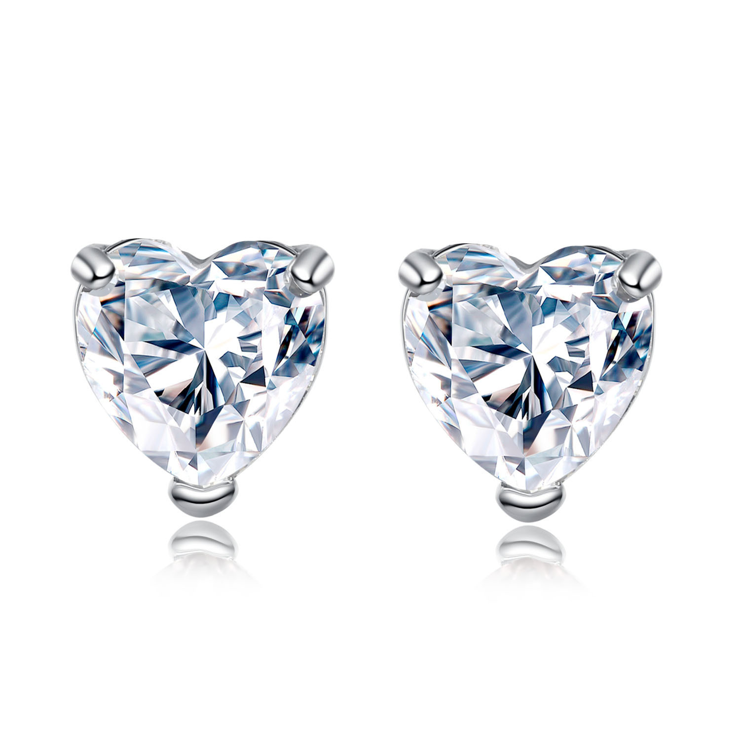 Heart Shaped Zircon Stud Earrings display picture 4