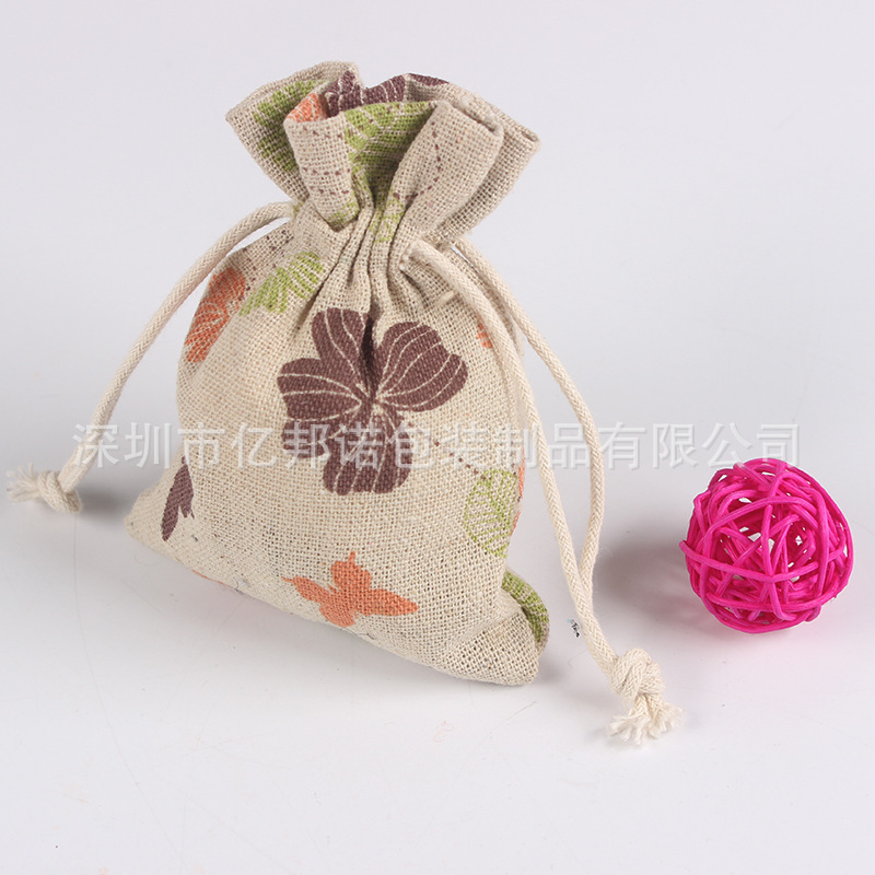 长期供应麻布束口袋 花色棉麻袋 饰品麻布礼品袋 驱蚊包批发
