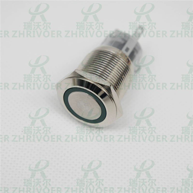 Large -current self -locking 19mm metal button switch with ring waterproof LED light 5 pin 1 open 1 closed