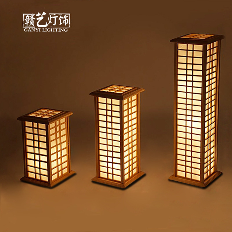 日式餐厅榻榻米台灯客厅卧室书房和室灯具酒店客栈中式实木落地灯
