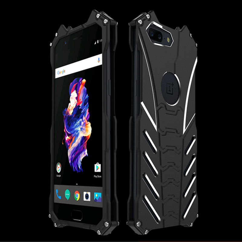 R-Just Batman Shockproof Aluminum Shell Metal Case with Custom Batarang Stent for OnePlus 5T