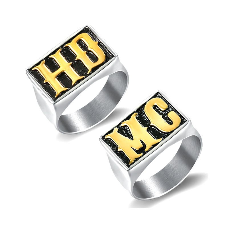 Men'S Gender Retro Letter Titanium Steel Enamel Men's Rings