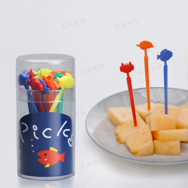 Japan SANADA Fruit sign Plastic fruit Toothpick children originality Dessert fork lovely fruit Fork