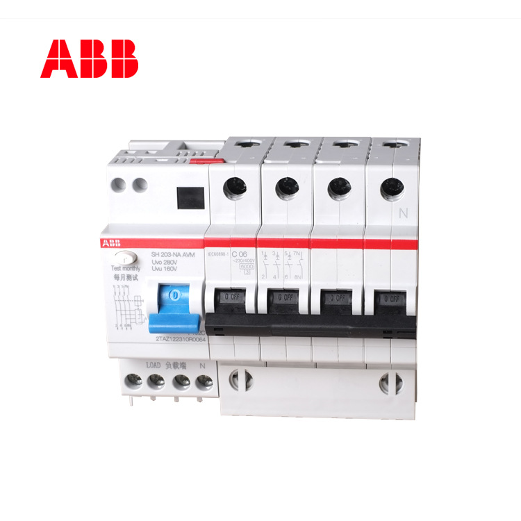 ABB微型断路器50A家用3P+N6KA空气开关带过欠压C特性SH203-C50
