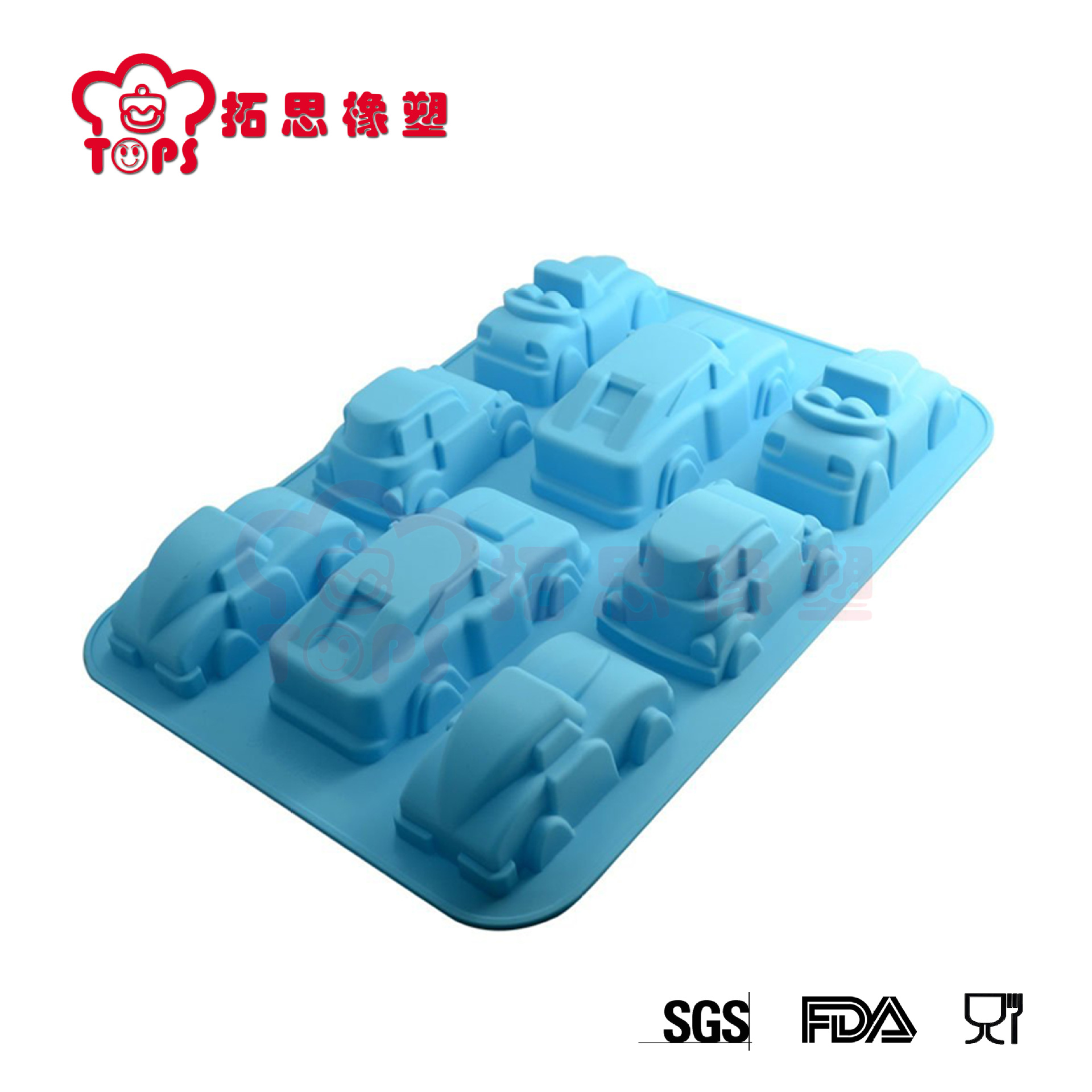 硅胶8连卡通汽车创意蛋糕模 香皂模 制冰模 布丁模等