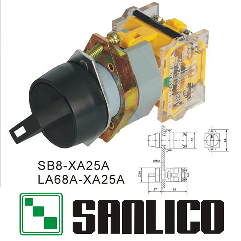 金属选择转换钮开关LA68ASB8LA39LAY39-XA25AXA33AXA53A银触点