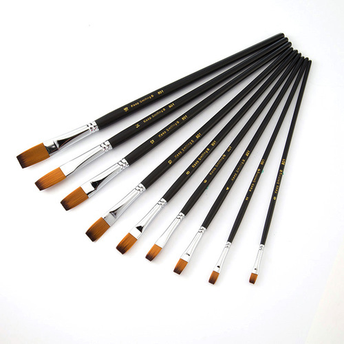 9 flat head nylon hair copper tube paint brush set watercolor acrylic brushes students and children art supplies wholesale