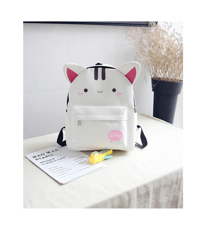 Japanese and Korean Style Canvas Backpack Womens Campus Minimalist Cute Cat Small Backpack Fashion Casual Travel Student Schoolbagpicture17