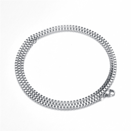 Supplier offers 60cm stainless steel square link chain, snake chain, men's titanium steel silver-plated necklace accessory