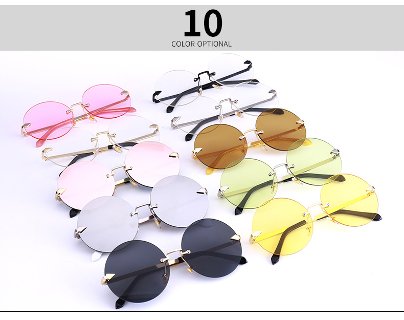New Frameless Sunglasses Arrow Large Size Round Women's Sunglasses Wholesale display picture 4