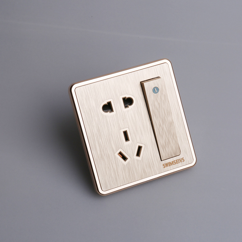 供应墙壁开关插座 奢华拉丝大板一开五孔单控可定做品牌