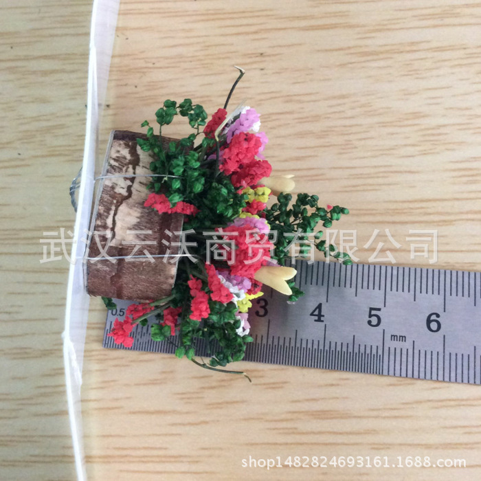 1:12 Dollhouse mini planta modelo acabado flor arcilla hecha a mano pequeña flor rota maceta de racimo