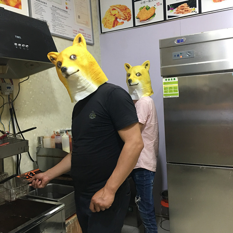 九鼎狗头萌神烦狗头套 狼狗头面具doge 精神污染 黄狗头套万圣节