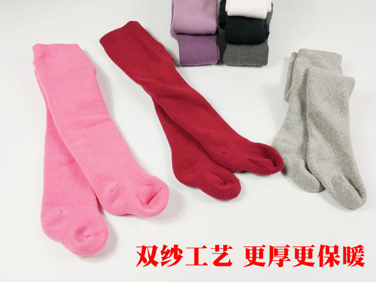 纯色儿童连裤袜加厚详情双纱