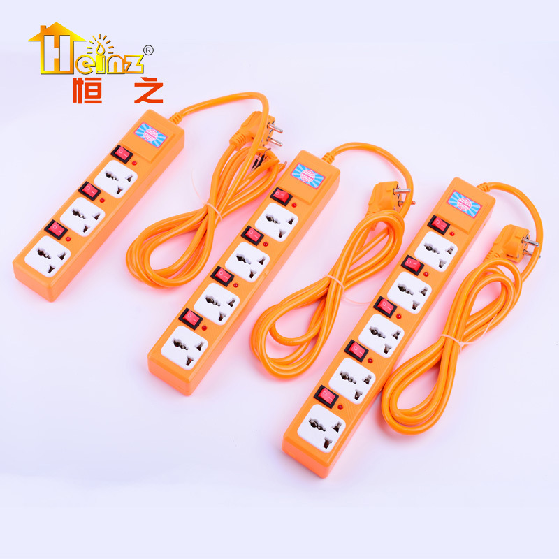 厂家多开关功率插排 多孔创意出口插座四排黄色插座板批发