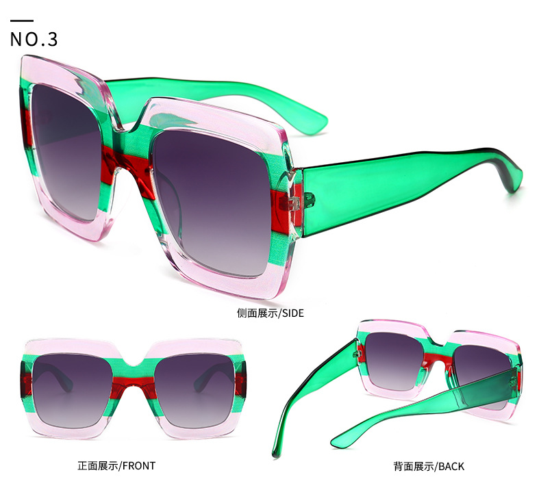 Fashion Translucent Color Striped Square Sunglasses European And American Sunglasses display picture 4