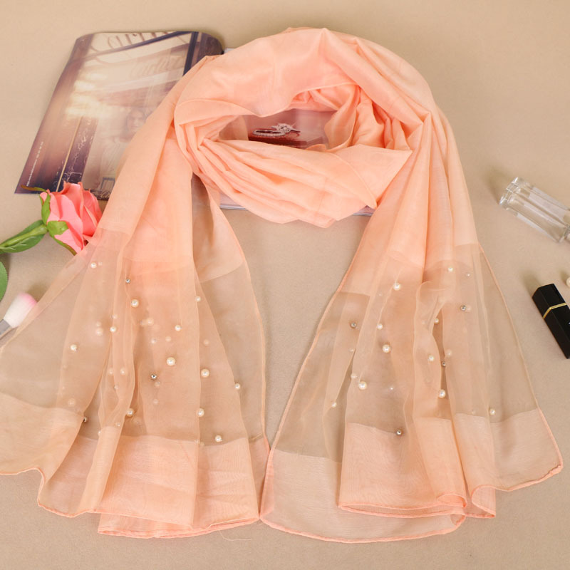 #3雪牙 (2) 蕾丝珍珠羊绒围巾