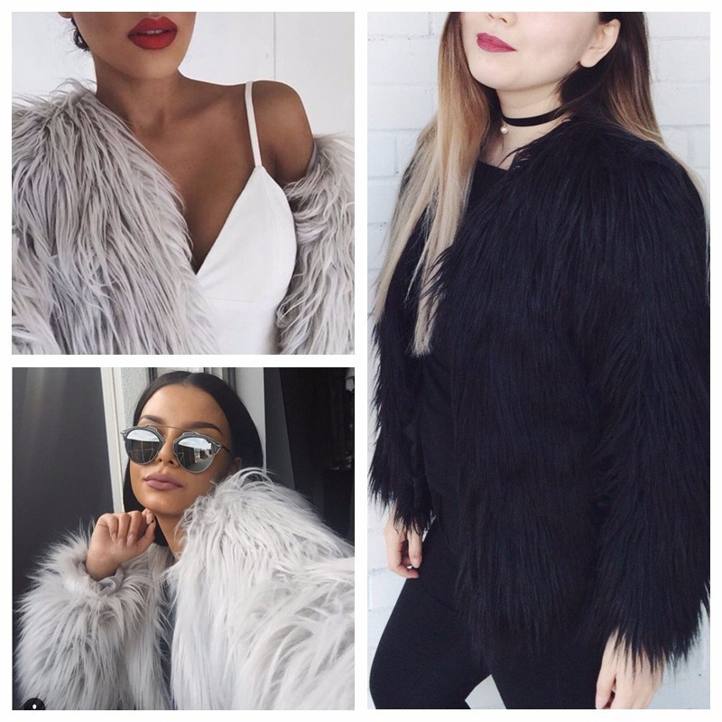 Women's Fashion Solid Color Zipper Coat Faux Fur Coat display picture 3