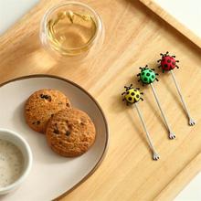 特价可爱瓢虫硅胶水果叉套装 创意动物甲虫水果签时尚小叉子6支装