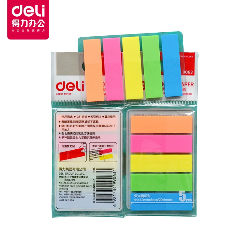 Deli 9063 цветной флуоресцентный индексный индикатор этикетка файл классификация паста удобная наклейка креативное удобство