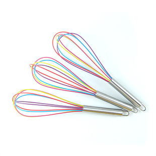 Color 8 inch 10 inch 12 inch silicone egg beater stainless steel handle egg mixer manual household egg beater