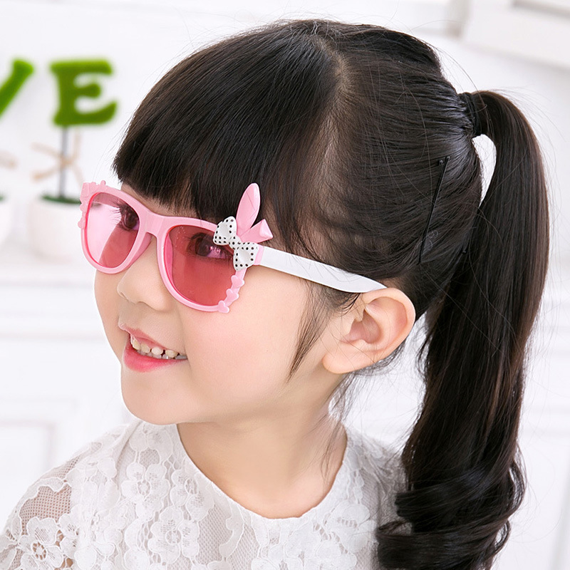 Children's transparent glasses with bow solar-powered