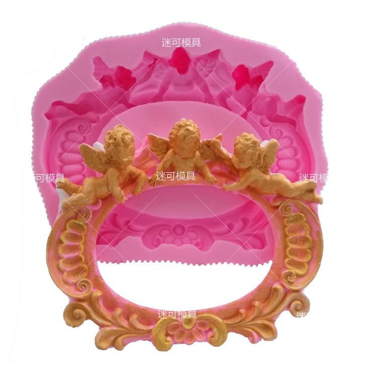 Fondant molde de silicona Ángel marco molde de pastel jabón molde de jabón decoración de la torta herramienta para hornear