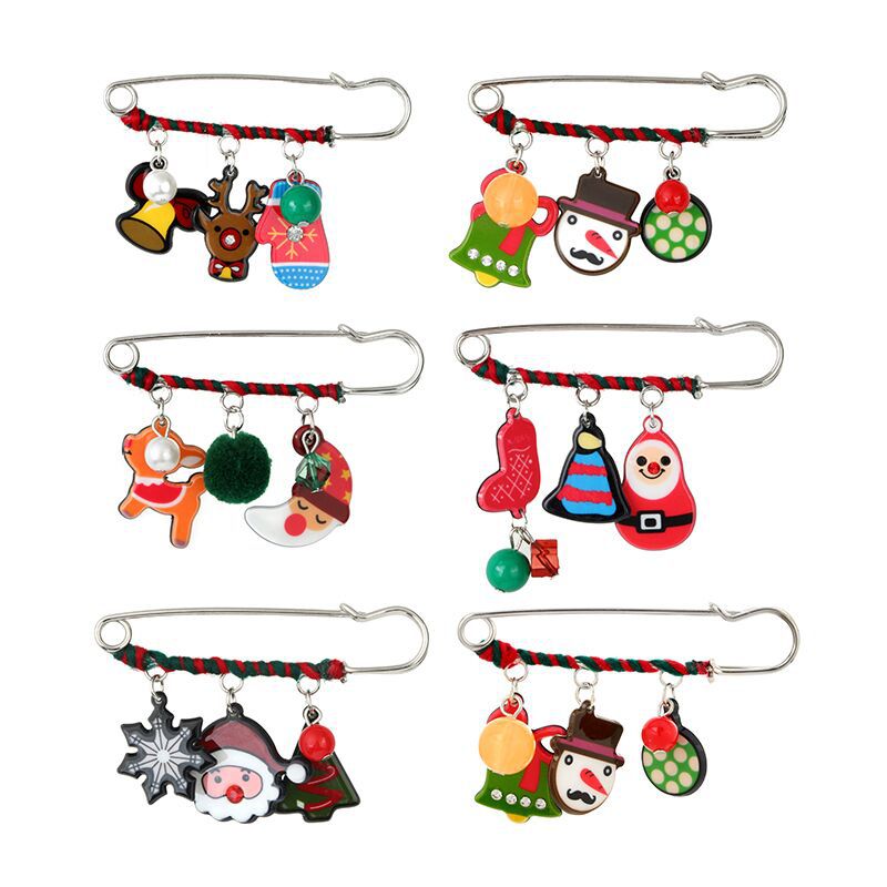 Cartoon Cute Acrylic Christmas Snowman Deer Hat Old Man Head Logo Badge Brooch display picture 1