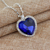 Marine fashionable necklace, crystal pendant heart shaped, accessory, diamond encrusted, wholesale