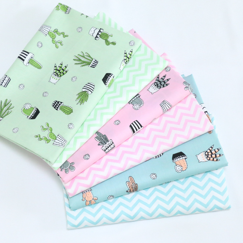 韩版卡通仙人掌印花布 宝宝婴幼儿包被床单被套枕头纯棉斜纹面料