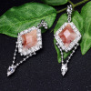 Accessory, crystal, metal earrings, European style, with gem, wholesale