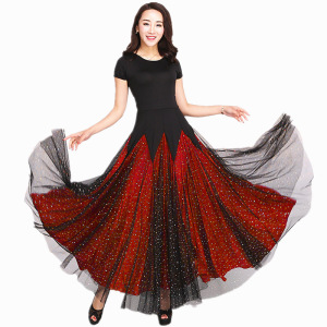 Black red purple glitter ballroom dancing dress waltz Women Girls Ballroom dance Dresses Tango Foxtrot Smooth foxtrot dance Skirts