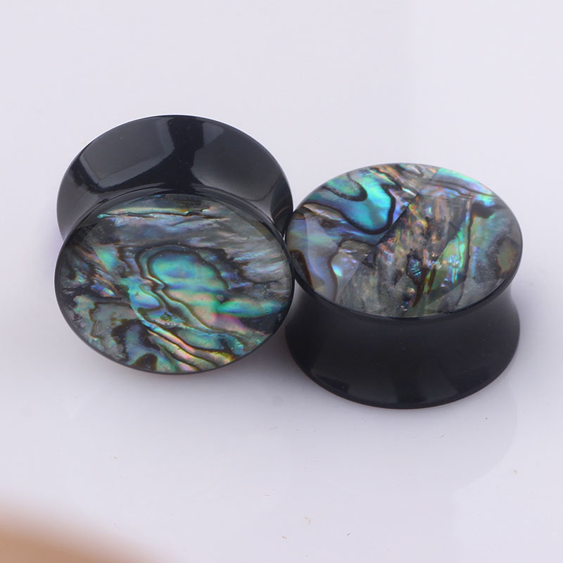 European American Acrylic Abalone Shell Ear Expander Stretcher 18mm Stainless Steel Ear Tunnels Body Piercing Jewelry detail image 8