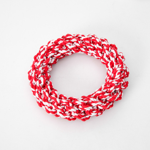 Pet dog toy chewing circle Artificial woven donuts Bite-resistant cotton rope toy circle Pet toy