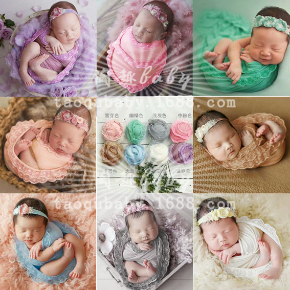 Newborn wrapped milk velvet lace lace wrapped elastic wrap cloth…