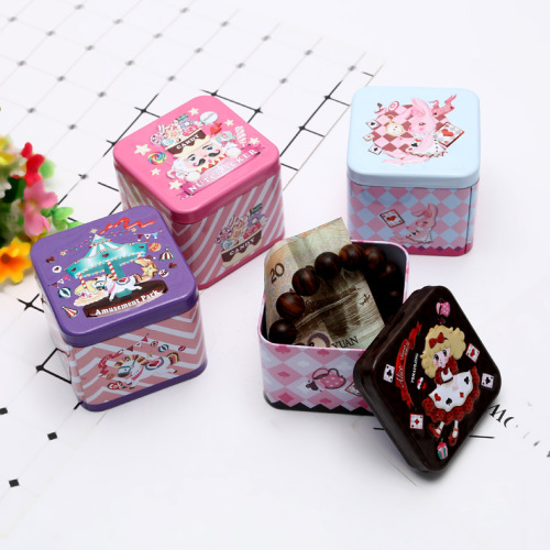 Creative Square Embossed Storage Box, Tin Cartoon Packaging Box, Metal Accessory Packaging Tin Box