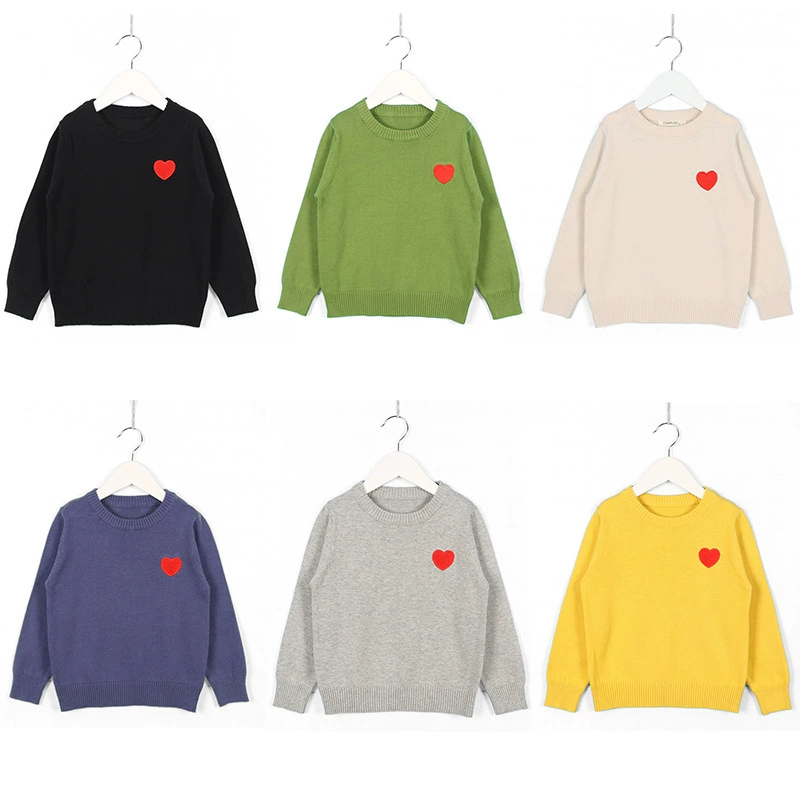 Ins детская одежда 2022 осень новый свитер для мальчиков и девочек, хлопковый пуловер с вышивкой любви, свитер