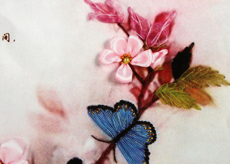 Oujin nianhua cinta bordado fábrica directa color impresión colgante pintura mariposa flor sombra sala de estar entrada pintura decorativa