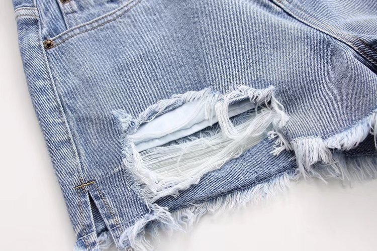 new raw-edge ripped denim shorts nihaostyle clothing wholesale NSHS69175