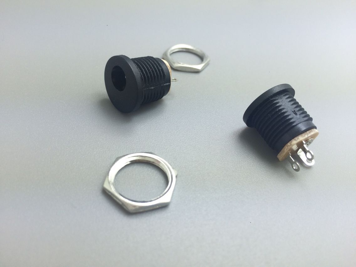DC022 5.5*2.1 DC电源插座 DC-022 面板安装 带螺纹