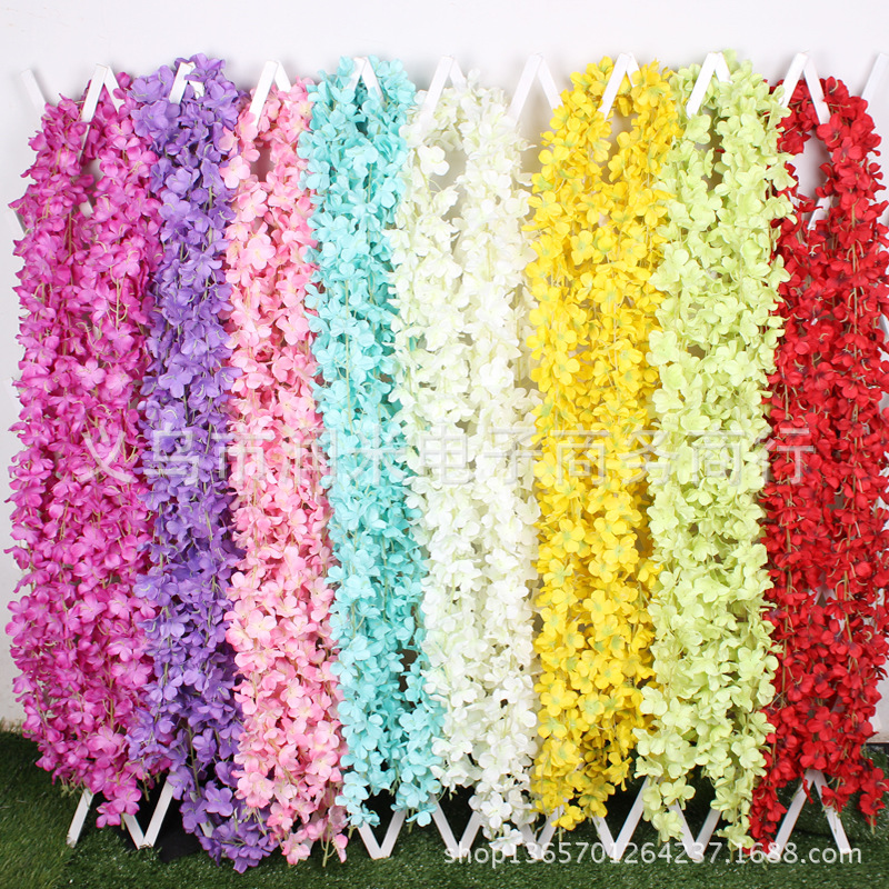 Simulation flower vine Hydrangea Ocean Orchids simulation Wisteria wedding decorate Wedding celebration cherry blossoms Rattan