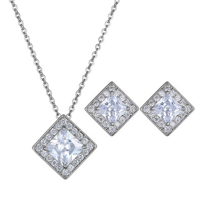 庆兴 跨境订单套装首饰优质锆石镶嵌吊坠 耳钉欧美品质  厂家|ms