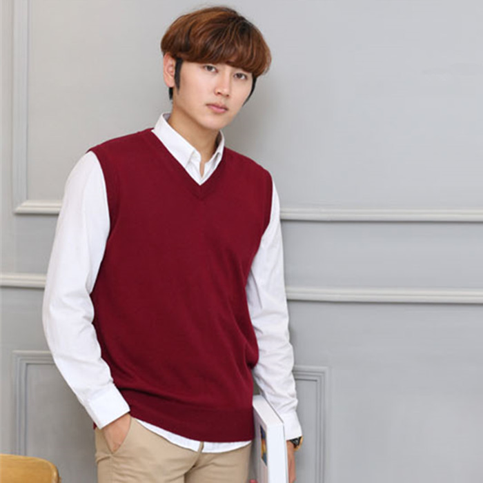 2023 Otoño e Invierno de los hombres con cuello en V más tamaño de color sólido suéter chaleco Jersey de punto chaleco sin mangas suéter Delgado chaleco