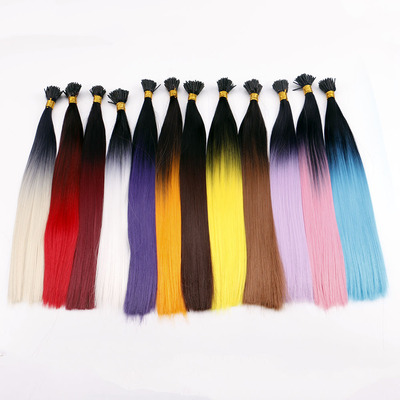 Colored stripes Stick hair Feather Hair piece Hair High temperature wire Fiber Feather Hair Foreign trade Wig Perm