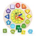 木制数字形状积木时钟形状认识配对闹钟幼儿园宝宝早教益智类玩具