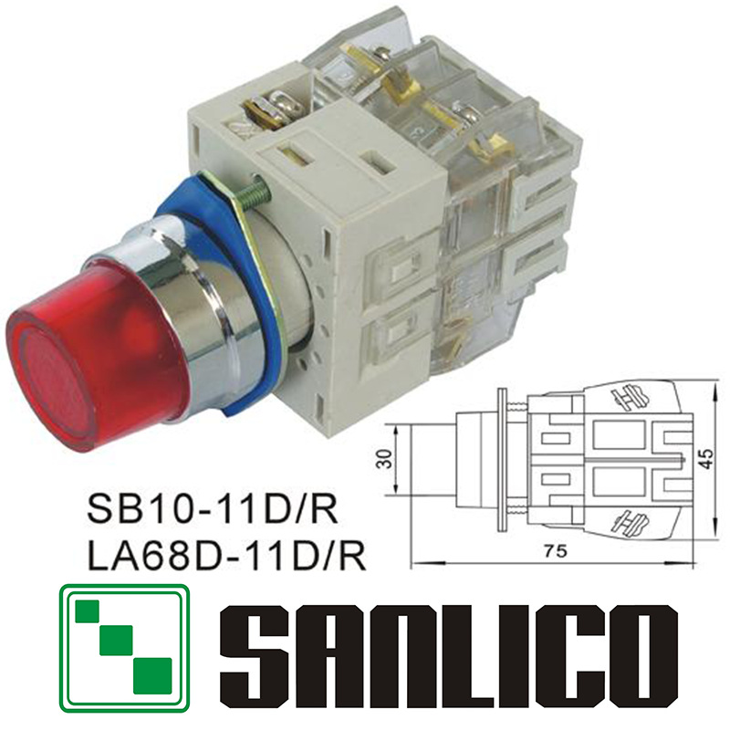 塑料启动停止带灯LED高凸自复位LA68D SB10 LAY3-11D/R按钮开关