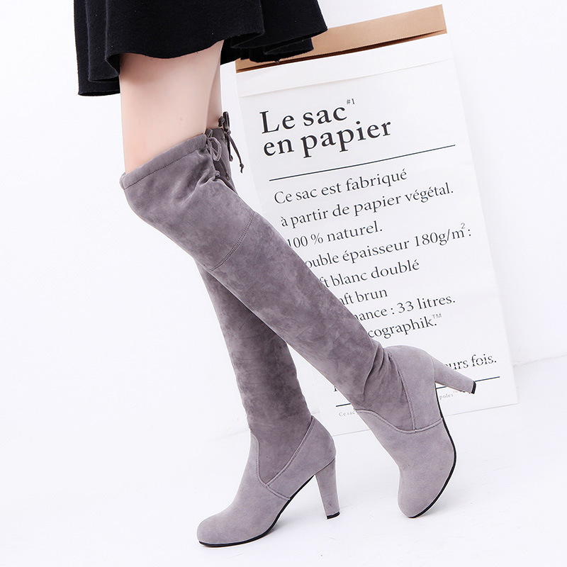 Wish quick sale of popular European and American Knee High Heels women's boots large foreign trade boots spot 4243