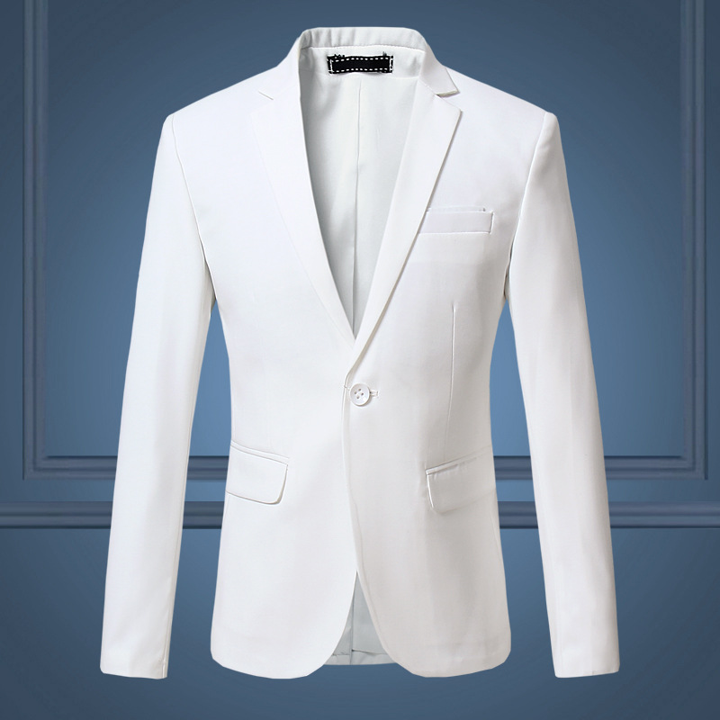 Men's Solid Color Casual Single Row One Button Suit Korean Style Slim Large Size Suit Top