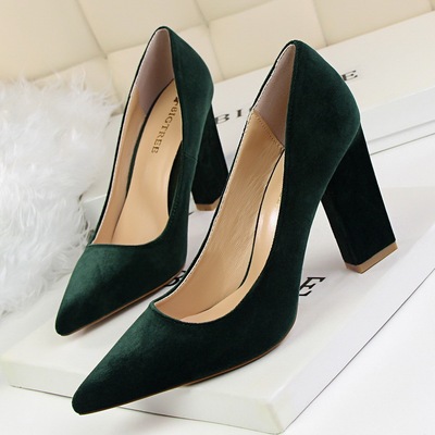 5239-2 han edition fashion simple thick with tall with shallow mouth pointed suede sexy nightclub show thin single shoe 