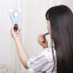 熊镜Usb迷你风扇 女生化妆镜子折叠小电风扇 台式 oem加工定制